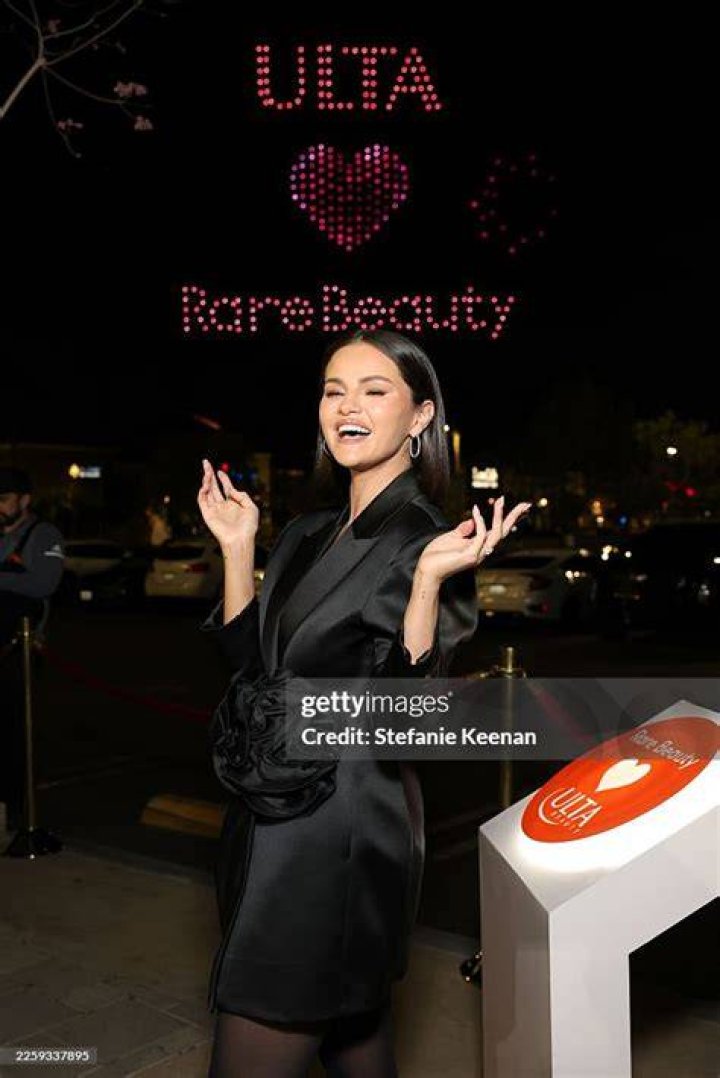 Selena Gomez celebrates the launch of Rare Beauty's Soft Pinch Tinted Lip Oil Collection on March 29, 2023 in New York City.